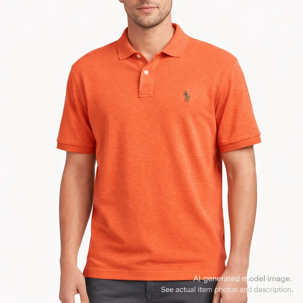 338. Polo Ralph Lauren Classic Fit Orange Polo Shirt Men’s L